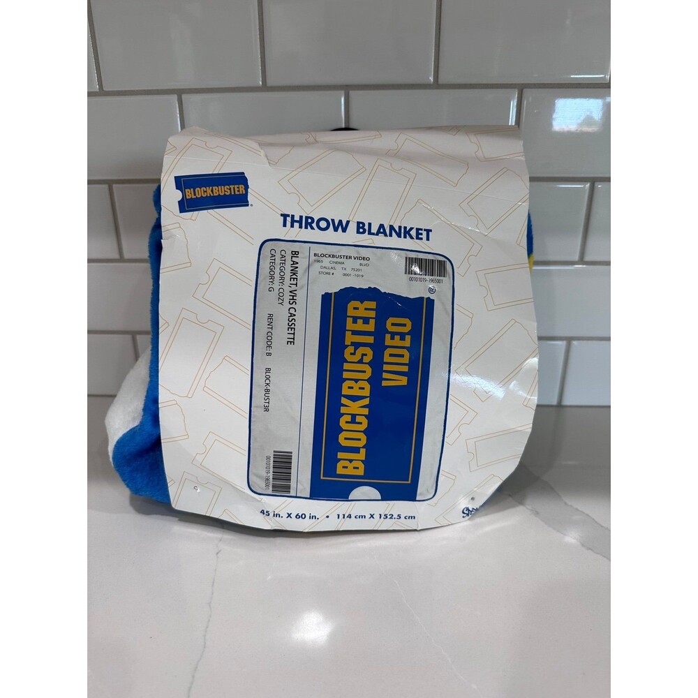 Blockbuster Video VHS Cassette Throw Blanket NWT Spencer's Rare 45 x 60 Blue